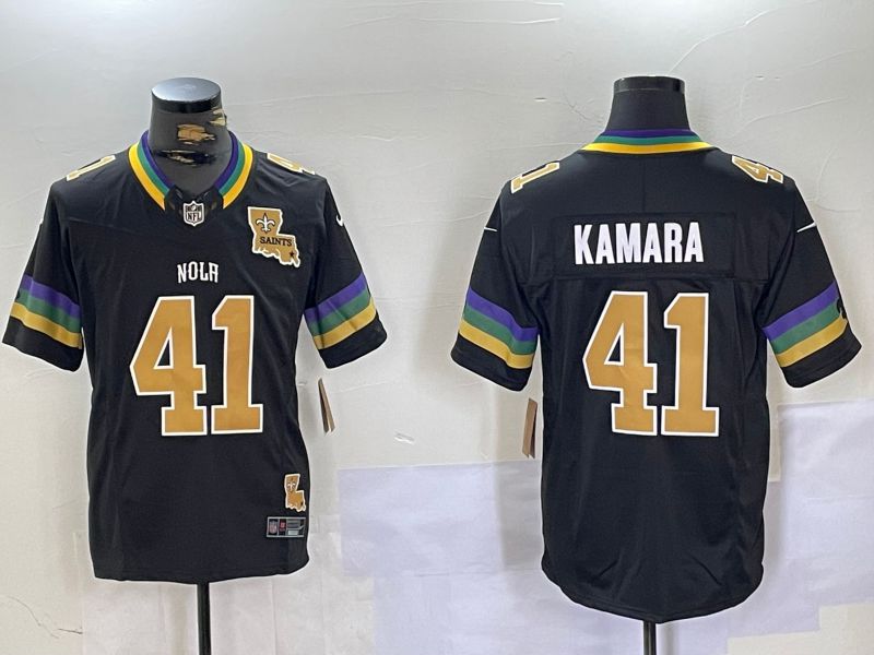 Men New Orleans Saints #41 Kamara Black Three generations 2024 Nike Vapor Limited NFL Jersey style 1->green bay packers->NFL Jersey